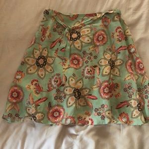 Mint Green Belted Linen Skirt